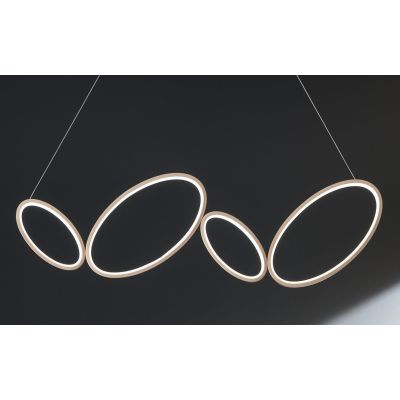 RICE SOSPENSIONE MODERNA 4 ANELLI LED 35W LUCE 3000K DIMMERABILE METALLO BIANCO O ORO ONDALUCE CICIRIELLO - Cristalensi Shop Onl