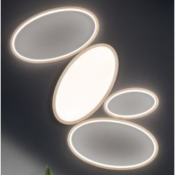 RICE PLAFONIERA GRANDE MODERNA 4 ANELLI LED 35W LUCE 3000K DIMMERABILE METALLO BIANCO O ORO ONDALUCE CICIRIELLO - Cristalensi Sh