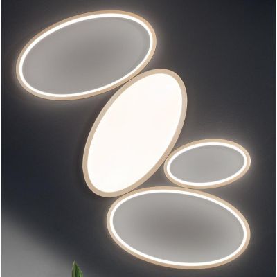 RICE PLAFONIERA GRANDE MODERNA 4 ANELLI LED 35W LUCE 3000K DIMMERABILE METALLO BIANCO O ORO ONDALUCE CICIRIELLO - Cristalensi Sh