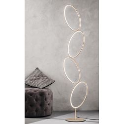 RICE PIANTANA MODERNA 4 ANELLI LED 38W LUCE 3000K DIMMERABILE METALLO BIANCO O ORO ONDALUCE CICIRIELLO - Cristalensi Shop Online