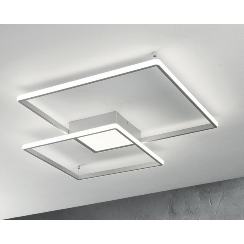 DOWEL PLAFONIERA APPLIQUE PICCOLA LED 46W DIMMERABILE MONTATURA SILVER ONDALUCE CICIRIELLO - Cristalensi Shop Online
