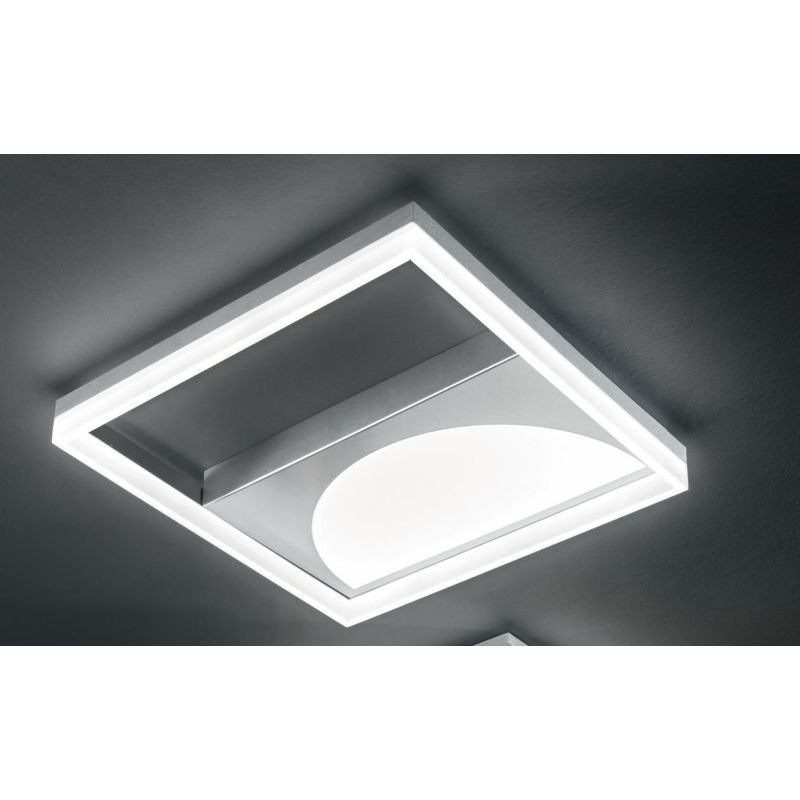ART PLAFONIERA GRANDE L50 METALLO FINITURA SILVER LED 40W LUCE 3000K-4000K DIMMERABILE QUADRATA ONDALUCE CICIRIELLO - Cristalens