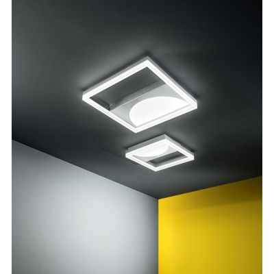 ART PLAFONIERA GRANDE L50 METALLO FINITURA SILVER LED 40W LUCE 3000K-4000K DIMMERABILE QUADRATA ONDALUCE CICIRIELLO - Cristalens