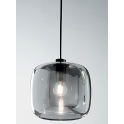 VERVE SOSPENSIONE SINGOLA IN VETRO SOFFIATO TRASPARENTE, FUME, AMBRA O VERDE D20 CM ATTACCO E14 MODERNA ONDALUCE CICIRIELLO - Cr
