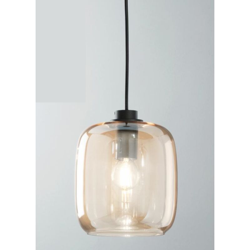 VERVE SOSPENSIONE SINGOLA IN VETRO SOFFIATO TRASPARENTE, FUME, AMBRA O VERDE D16 CM ATTACCO E14 MODERNA ONDALUCE CICIRIELLO - Cr