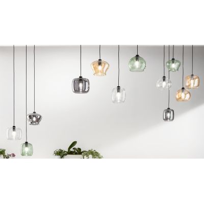 VERVE SOSPENSIONE MODERNA CON DECENTRO 12 DIFFUSORI IN VETRO SOFFIATO MULTICOLORE ONDALUCE CICIRIELLO - Cristalensi Shop Online