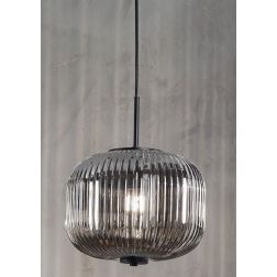 ODETTE SOSPENSIONE SINGOLA VINTAGE IN VETRO SOFFIATO RIGATO FUME, AMBRA O TRASPARENTE D25 CM ONDALUCE CICIRIELLO - Cristalensi S 2