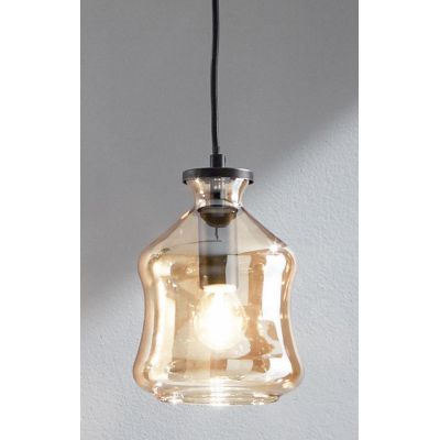 PIN SOSPENSIONE SINGOLA IN VETRO SOFFIATO FUME O AMBRA D15 CM ATTACCO E14 STILE VINTAGE ONDALUCE CICIRIELLO - Cristalensi Shop O