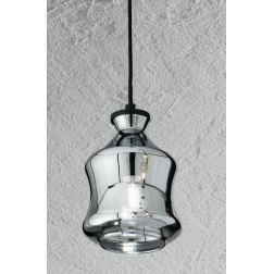 PIN SOSPENSIONE SINGOLA IN VETRO SOFFIATO FUME O AMBRA D15 CM ATTACCO E14 STILE VINTAGE ONDALUCE CICIRIELLO - Cristalensi Shop O