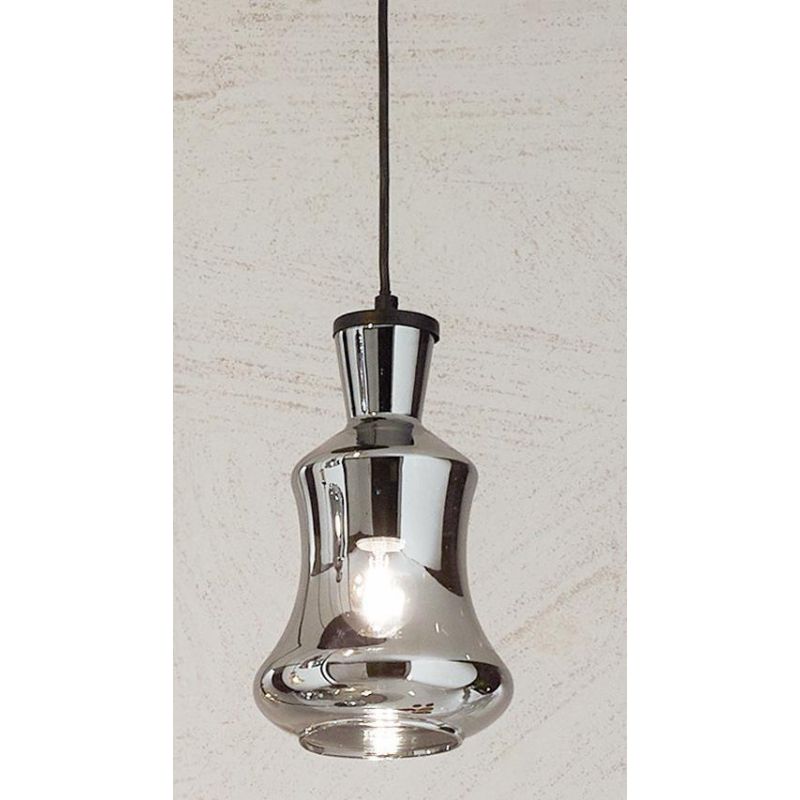 PIN SOSPENSIONE SINGOLA STILE VINTAGE IN VETRO SOFFIATO FUME O AMBRA D15 CM ATTACCO E14 ONDALUCE CICIRIELLO - Cristalensi Shop O