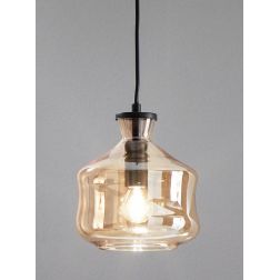 PIN SOSPENSIONE SINGOLA STILE VINTAGE IN VETRO SOFFIATO FUME O AMBRA D18 CM ATTACCO E14 ONDALUCE CICIRIELLO - Cristalensi Shop O 2