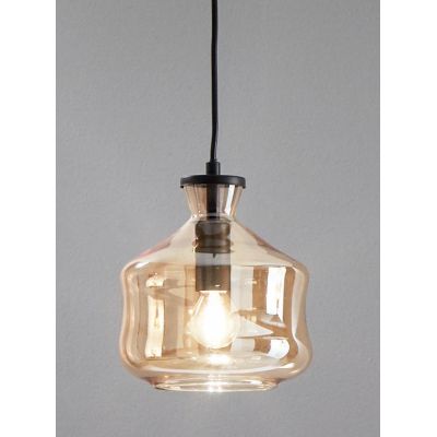 PIN SOSPENSIONE SINGOLA STILE VINTAGE IN VETRO SOFFIATO FUME O AMBRA D18 CM ATTACCO E14 ONDALUCE CICIRIELLO - Cristalensi Shop O