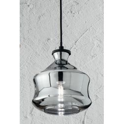 PIN SOSPENSIONE SINGOLA STILE VINTAGE IN VETRO SOFFIATO FUME O AMBRA D18 CM ATTACCO E14 ONDALUCE CICIRIELLO - Cristalensi Shop O