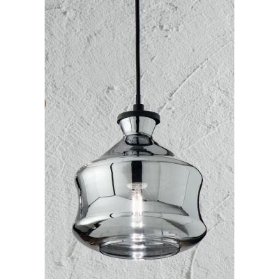 PIN SOSPENSIONE SINGOLA STILE VINTAGE IN VETRO SOFFIATO FUME O AMBRA D18 CM ATTACCO E14 ONDALUCE CICIRIELLO - Cristalensi Shop O
