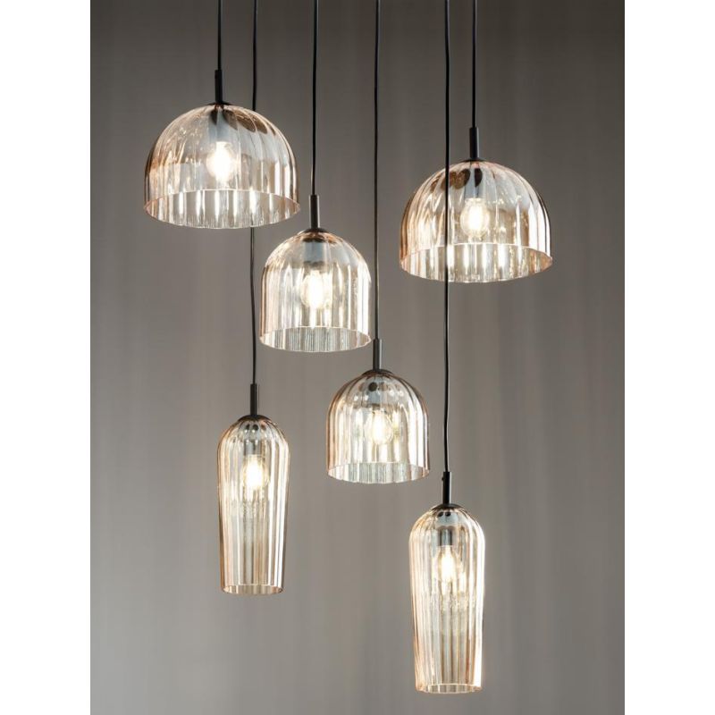 PUCK LAMPADARIO VETRI SOFFIATI TRASPARENTI O AMBRATI 6 LUCI E14 DI ONDALUCE ONDALUCE CICIRIELLO - Cristalensi Shop Online