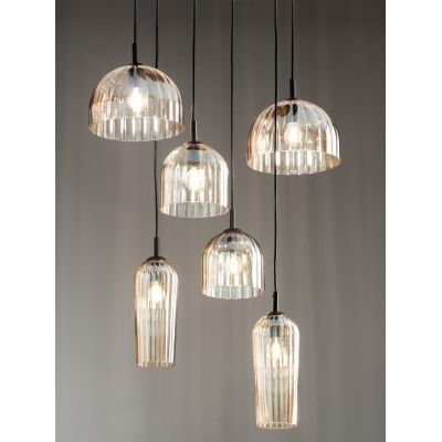 PUCK LAMPADARIO VETRI SOFFIATI TRASPARENTI O AMBRATI 6 LUCI E14 DI ONDALUCE ONDALUCE CICIRIELLO - Cristalensi Shop Online