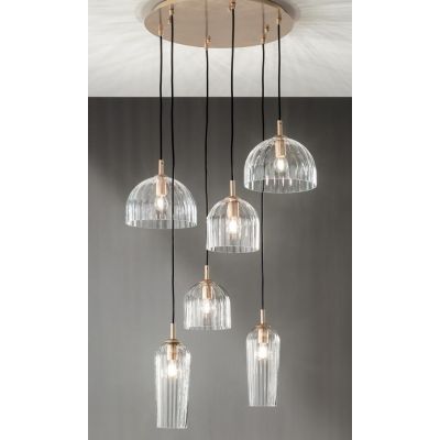 PUCK LAMPADARIO VETRI SOFFIATI TRASPARENTI O AMBRATI 6 LUCI E14 DI ONDALUCE ONDALUCE CICIRIELLO - Cristalensi Shop Online