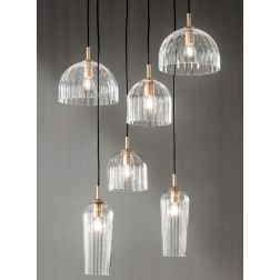 PUCK LAMPADARIO VETRI SOFFIATI TRASPARENTI O AMBRATI 6 LUCI E14 DI ONDALUCE ONDALUCE CICIRIELLO - Cristalensi Shop Online 2