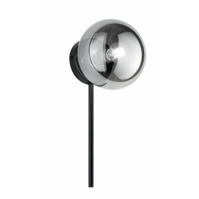 JEWEL APPLIQUE MODERNA A NERA O ORO CON SFERA IN VETRO FUME O BIANCO LAMPADINA ATTACCO E14 ONDALUCE CICIRIELLO - Cristalensi Sho