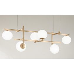JEWEL SOSPENSIONE MODERNA 6 LUCI NERA O ORO CON SFERE IN VETRO FUME O BIANCO LAMPADINE ATTACCO E14 ONDALUCE CICIRIELLO - Cristal 2