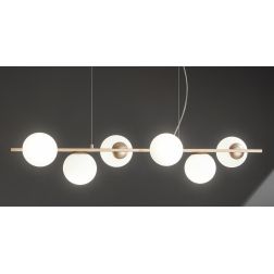 MONILE SOSPENSIONE MODERNA IN METALLO NERO O ORO CON 6 SFERE IN VETRO SOFFIATO FUME O BIANCHE ONDALUCE CICIRIELLO - Cristalensi 2