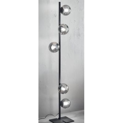 MONILE PIANTANA MODERNA IN METALLO NERO O ORO CON 5 SFERE IN VETRO SOFFIATO FUME O BIANCHE ONDALUCE CICIRIELLO - Cristalensi Sho