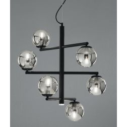 GIZAH LAMPADARIO 6 LUCI BIANCO, ORO O NERO DIAMETRO 80 CM LAMPADINE LED SOSTITUIBILI ONDALUCE CICIRIELLO - Cristalensi Shop Onli