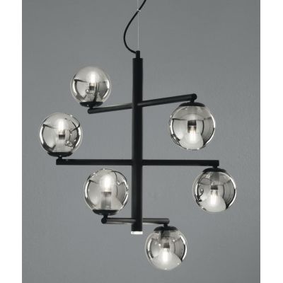 GIZAH LAMPADARIO 6 LUCI BIANCO, ORO O NERO DIAMETRO 80 CM LAMPADINE LED SOSTITUIBILI ONDALUCE CICIRIELLO - Cristalensi Shop Onli
