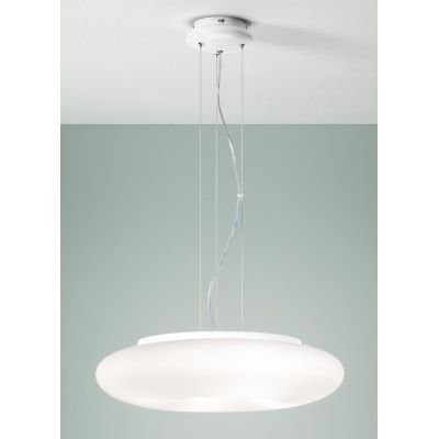 DODI LAMPADARIO A SOSPENSIONE IN VETRO SOFFIATO BIANCO FORMA CIRCOLARE DIAMETRO CM.53 DESIGN MODERNO ONDALUCE CICIRIELLO - Crist