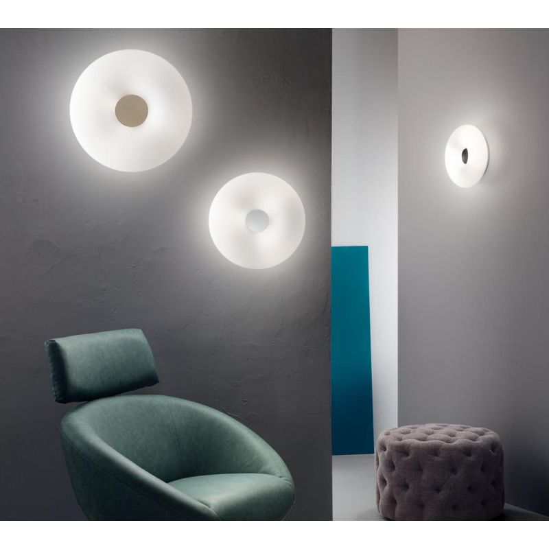 DODI LAMPADA DA PARETE IN VETRO SOFFIATO BIANCO FORMA CIRCOLARE DIAMETRO CM 42 DESIGN MODERNO DI OND ONDALUCE CICIRIELLO - Crist