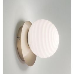 TONDO APPLIQUE D24 CM METALLO ORO O NERO CON DIFFUSORE A SFERA IN VETRO BIANCO O FUME MODERNA ONDALUCE CICIRIELLO - Cristalensi 2