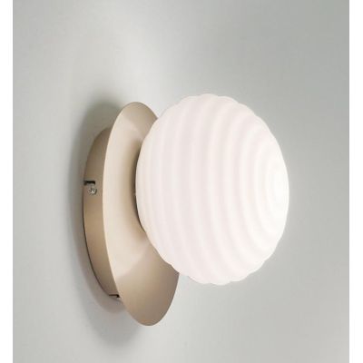 TONDO APPLIQUE D24 CM METALLO ORO O NERO CON DIFFUSORE A SFERA IN VETRO BIANCO O FUME MODERNA ONDALUCE CICIRIELLO - Cristalensi