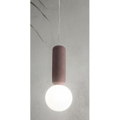 ROCK SOSPENSIONE SINGOLA CON DIFFUSORE A SFERA IN VETRO SATINATO BIANCO E DETTAGLI IN CEMENTO 3 COL ONDALUCE CICIRIELLO - Crista