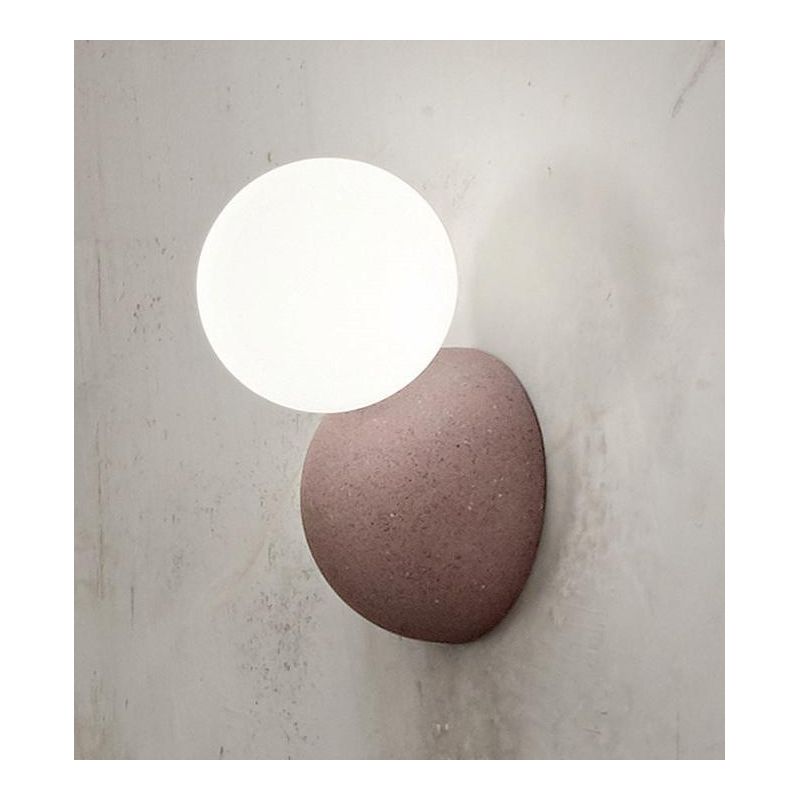 ROCK APPLIQUE CON PICCOLO DIFFUSORE A SFERA IN VETRO SATINATO BIANCO E BASE IN CEMENTO 3 COL ONDALUCE CICIRIELLO - Cristalensi S
