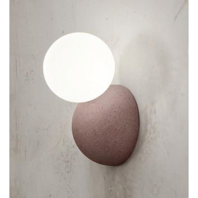 ROCK APPLIQUE CON PICCOLO DIFFUSORE A SFERA IN VETRO SATINATO BIANCO E BASE IN CEMENTO 3 COL ONDALUCE CICIRIELLO - Cristalensi S
