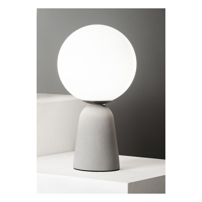 ROCK LUMETTO IN CEMENTO H33 CM CON SFERA IN VETRO SOFFIATO BIANCO SATINATO 3 COLORI ONDALUCE CICIRIELLO - Cristalensi Shop Onlin