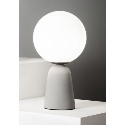 ROCK LUMETTO IN CEMENTO H33 CM CON SFERA IN VETRO SOFFIATO BIANCO SATINATO 3 COLORI ONDALUCE CICIRIELLO - Cristalensi Shop Onlin