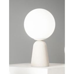 ROCK LUMETTO IN CEMENTO H33 CM CON SFERA IN VETRO SOFFIATO BIANCO SATINATO 3 COLORI ONDALUCE CICIRIELLO - Cristalensi Shop Onlin 2