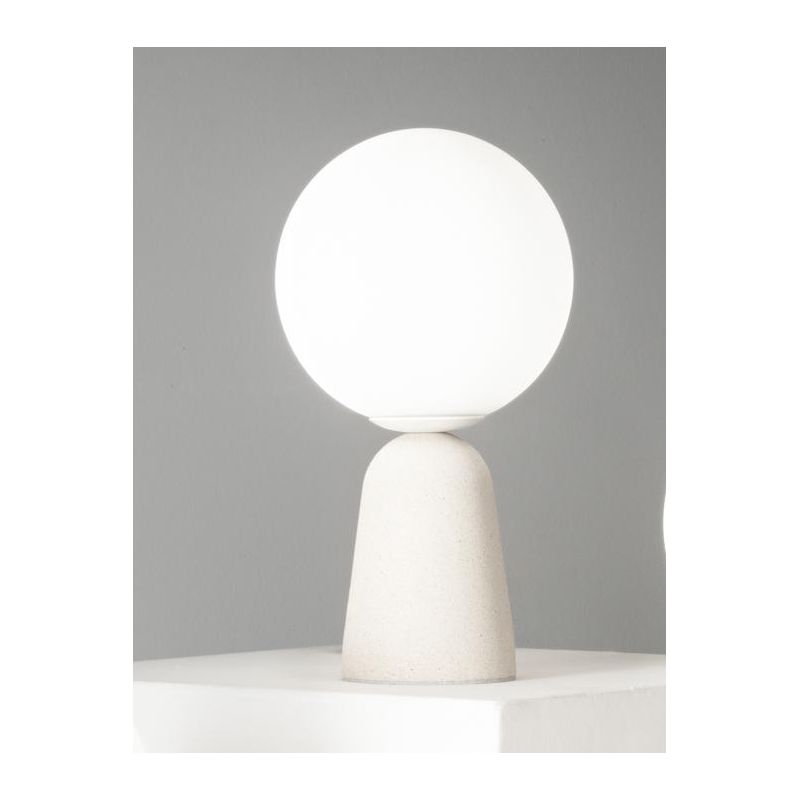 ROCK LUMETTO IN CEMENTO H33 CM CON SFERA IN VETRO SOFFIATO BIANCO SATINATO 3 COLORI ONDALUCE CICIRIELLO - Cristalensi Shop Onlin
