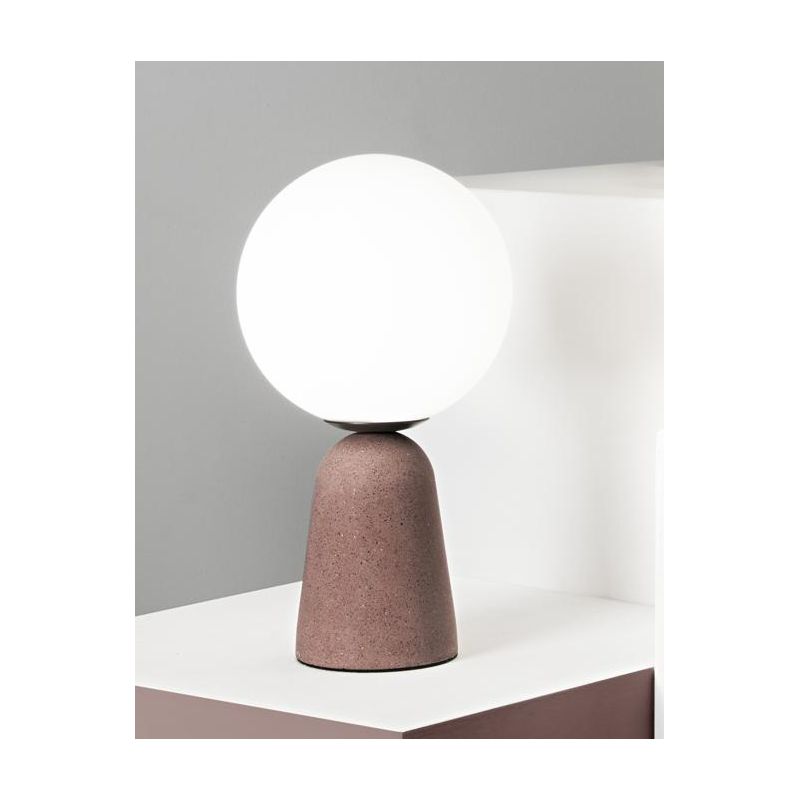 ROCK LUMETTO IN CEMENTO H33 CM CON SFERA IN VETRO SOFFIATO BIANCO SATINATO 3 COLORI ONDALUCE CICIRIELLO - Cristalensi Shop Onlin