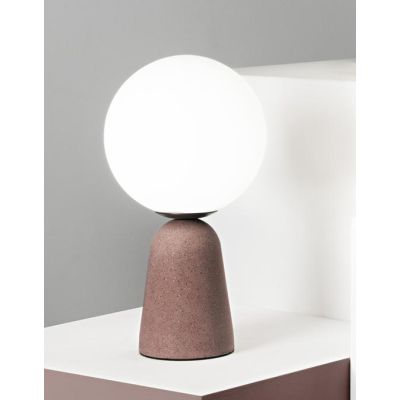 ROCK LUMETTO IN CEMENTO H33 CM CON SFERA IN VETRO SOFFIATO BIANCO SATINATO 3 COLORI ONDALUCE CICIRIELLO - Cristalensi Shop Onlin