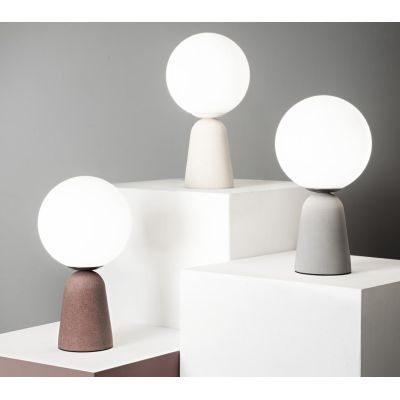 ROCK LUMETTO IN CEMENTO H33 CM CON SFERA IN VETRO SOFFIATO BIANCO SATINATO 3 COLORI ONDALUCE CICIRIELLO - Cristalensi Shop Onlin