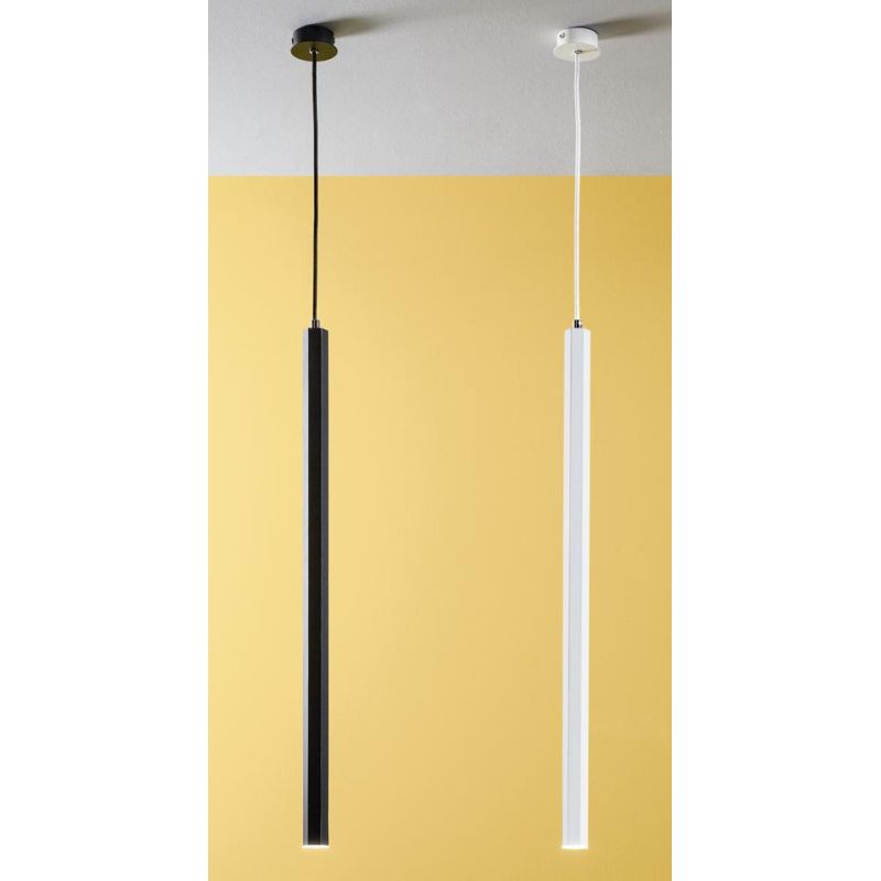 EXAGON SOSPENSIONE SINGOLA ESAGONALE IN METALLO BIANCO O NERO LED 5W LUCE 3000K MODERNA ONDALUCE CICIRIELLO - Cristalensi Shop O