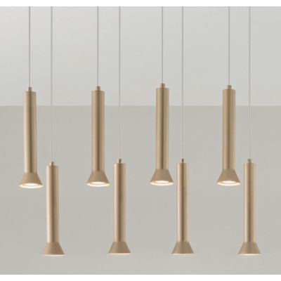 LILA SOSPENSIONE MODERNA 8 LUCI METALLO ORO DIFFUSORI A CILINDRO SVASATI LAMPADINE GU10 ONDALUCE CICIRIELLO - Cristalensi Shop O