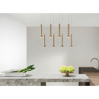 LILA SOSPENSIONE MODERNA 8 LUCI METALLO ORO DIFFUSORI A CILINDRO SVASATI LAMPADINE GU10 ONDALUCE CICIRIELLO - Cristalensi Shop O