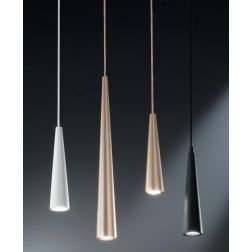 NOA SOSPENSIONE SINGOLA 2 MISURE DI FORMA CONICA METALLO NERO,BIANCO O ORO LAMPADINA GU10 ONDALUCE CICIRIELLO - Cristalensi Shop