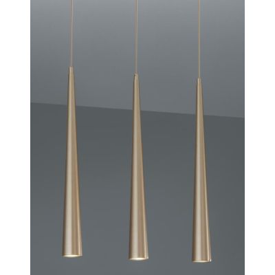 NOA SOSPENSIONE RETTANGOLARE MODERNA 3 LUCI IN METALLO ORO CON DIFFUSORI CONICI LAMPADINE 3XGU10 ONDALUCE CICIRIELLO - Cristalen