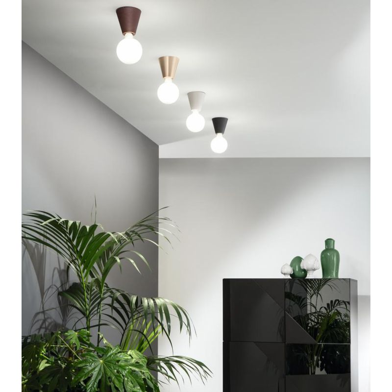 FOG PLAFONIERA PICCOLA A PIRAMIDE MODERNA CON LAMPADINA A VISTA E27 DISPONIBILE IN 4 COLORI ONDALUCE CICIRIELLO - Cristalensi Sh