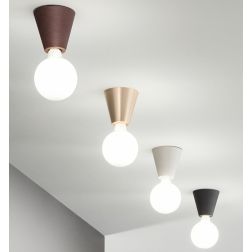 FOG PLAFONIERA PICCOLA A PIRAMIDE MODERNA CON LAMPADINA A VISTA E27 DISPONIBILE IN 4 COLORI ONDALUCE CICIRIELLO - Cristalensi Sh