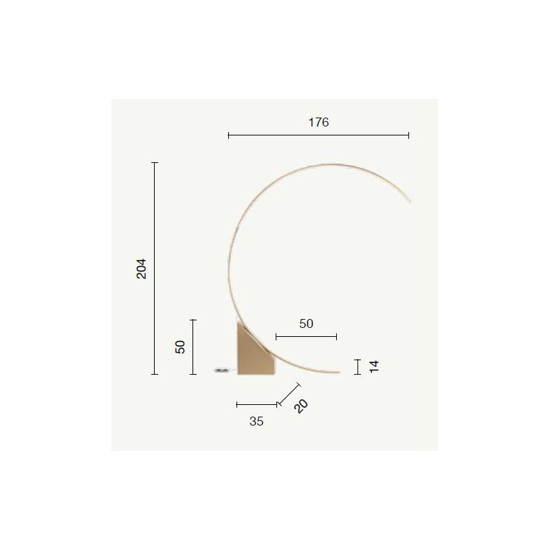 RUNE PIANTANA AD ARCO IN METALLO ORO O NERO LED 35W LUCE 3000K DIMMERABILE SPESSORE CM 176 MODERNA ONDALUCE CICIRIELLO - Cristal